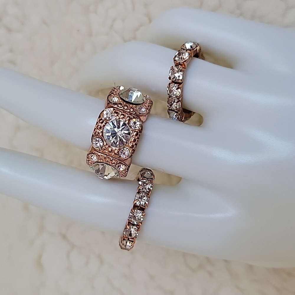 Rose Gold Tone 3 Pc Stretch Ring